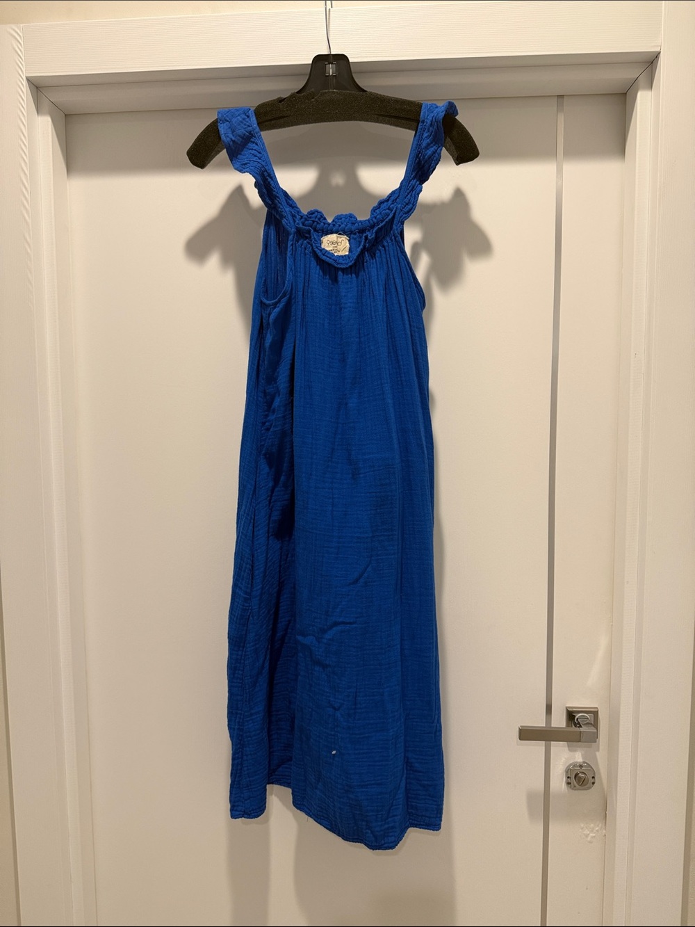 Blue Sleeveless Midi Dress with Braided Straps